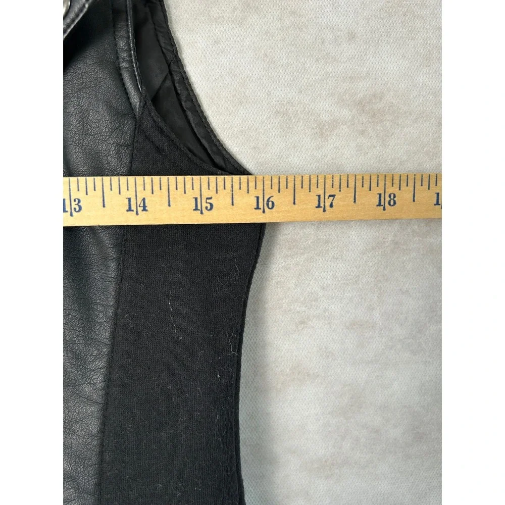 Justice Girls Black Faux Leather Moto Vest Studded Asymmetrical Zip Size 12/14